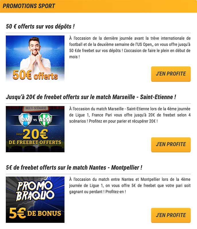 france pari promotions